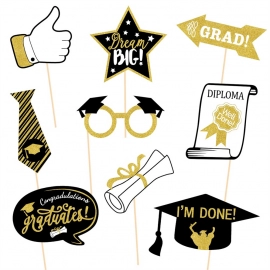 Diy 2023 Graduation Season Themed Photo Props With Graduation Cap Glasses Certificate Patterns Party Supplies