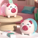 Electric Cartoon Piggy Bank Cute Pig Large Capacity Password Automatic Safe Toys For Children Gifts Ornament