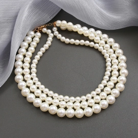 Women Pearl Necklace Simple Elegant Stackable Clavicle Chain Retro Baroque Necklace Jewelry Gifts For Girls