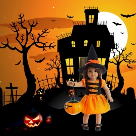 Doll Clothes Set For 18 Inch Girl Doll Cute Halloween Dress Costumes Pumpkin Lantern For Girls Halloween Gifts