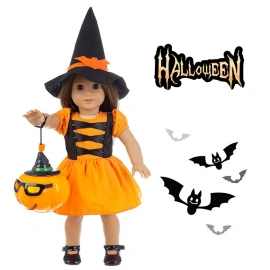 Doll Clothes Set For 18 Inch Girl Doll Cute Halloween Dress Costumes Pumpkin Lantern For Girls Halloween Gifts