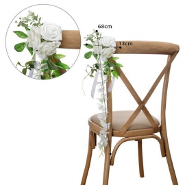  Artificial Flower Decoration for Outdoor Chair Back, Minimalist Style Fake Rose Flower For Wedding Decoration