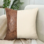 Striped Patchwork Pillow Cover Cushion Cover Faux Leather Pillow Cases For Sofa Modern Home Decor